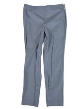 Talbots Chattam Blue Seersucker Side-Zip Mid-Rise Slim Straight Pants Women's 8