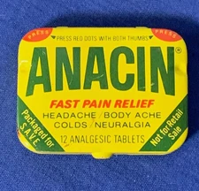 Vintage Anacin Fast Pain Relief Empty Tin. Empty