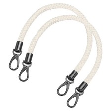 2Pcs 50cm Short Leather PU Braided Purse Replacement Handle - Beige White, Black