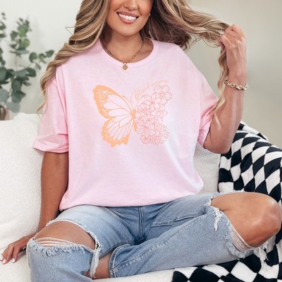 Blessed Mama Damen Ring-Spun T-Shirt Blumen Schmetterling Mama Leben Geschenk für Sie