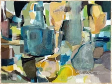 MID CENTURY PAINTING 1950S ABSTRACT EXPRESSIONISM FEMALE ARTIST LAGUNA BEACH, CA