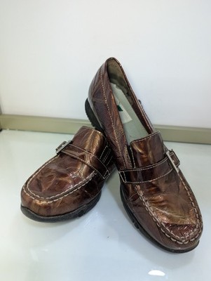 Golfstream Golf Shoes Womens 8.5 M Casual Penny Loafers E2702 Red Brown Leather