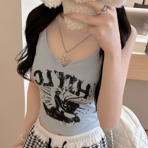 Soft Womens Vest With Letter Printed Pattern Chest Cushion And Camisole - Picture 6 of 13