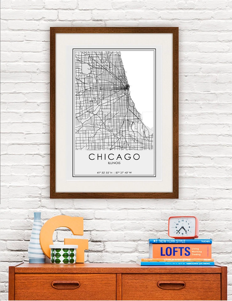 Chicago Map Print Wall Art, Chicago Map Poster | Custom Minimalist City Print - Image 4 of 4