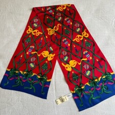   Vintage NWT Rare Talbots Holiday Graphic 100 Silk Scarf 11  x58  Made an Japan