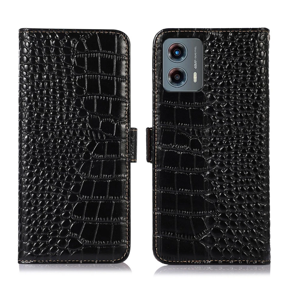 Genuine Leather Cover For Motorola G84/G64/G54 G Play 5G 2024 Phone Wallet Cases - Image 2 of 4