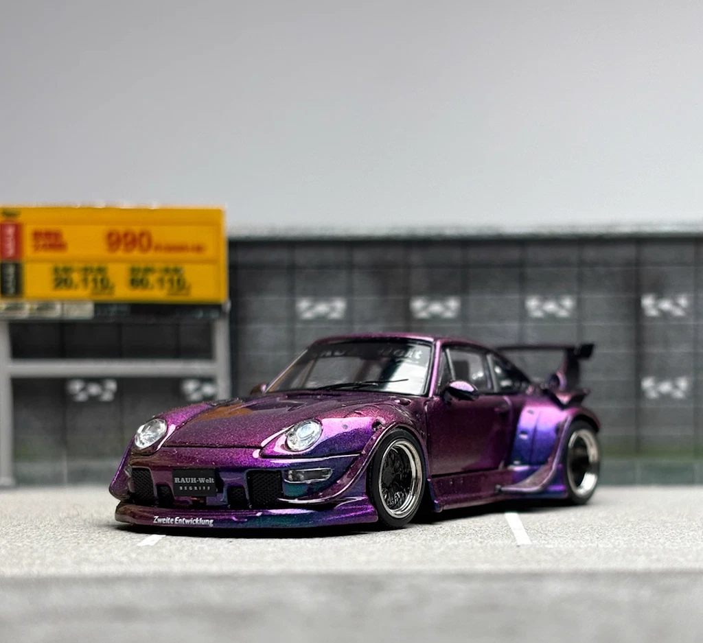 1/64 Porsche Purple RWB 993 Motorsport Classic Model Die Cast