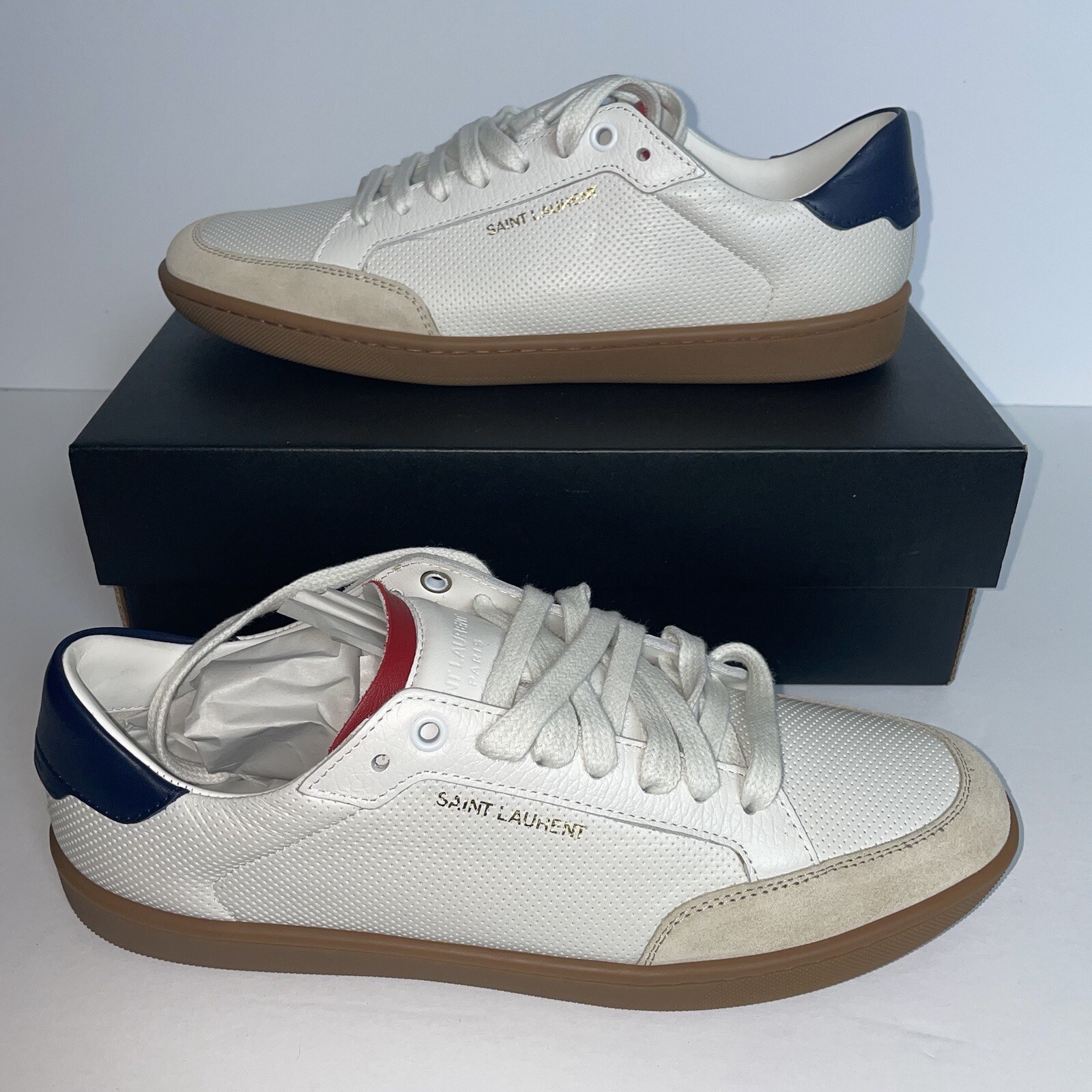 Saint Laurent YSL Donna SL 10 Sneakers Classiche Court Forate Bianche 40 Nuove con scatola