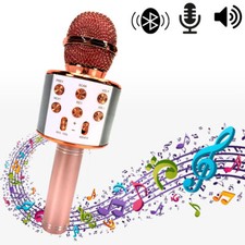 Wireless Bluetooth Karaoke Microphone Mic Speaker Fits All Smartphone Rose 1