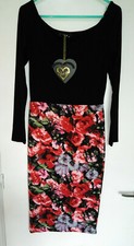 NWT CLUB L DRESS BLACK RED FLORAL 3/4 sleeve STYLE 779637 SIZE 10 wedding event