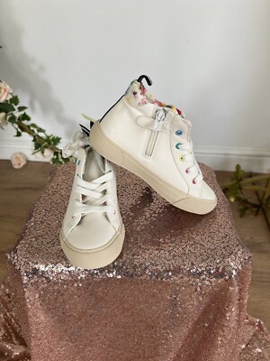 Mädchen Joules Sneaker Hi Top Coast UK 10 EU28 High Top weiß Kunstleder OK79