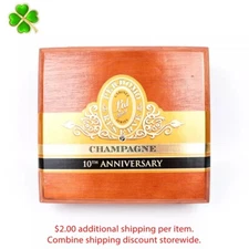 Perdomo Epicure Connecticut 10th Anniversary Wood Cigar Box 7.75" x 7" x 3"