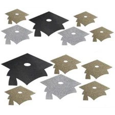 Graduation Assorted Glitter Cutouts 12 Per Pack Paper Graduation Decorations