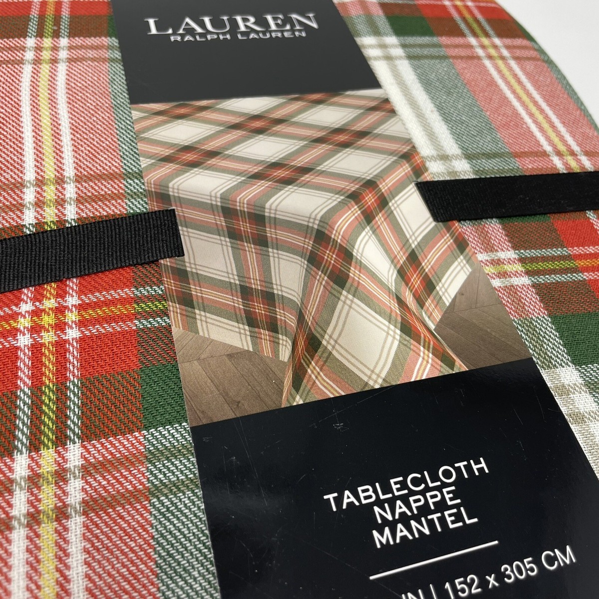 Ralph Lauren Red Green Plaid Christmas Tablecloth 60x120 Nappe