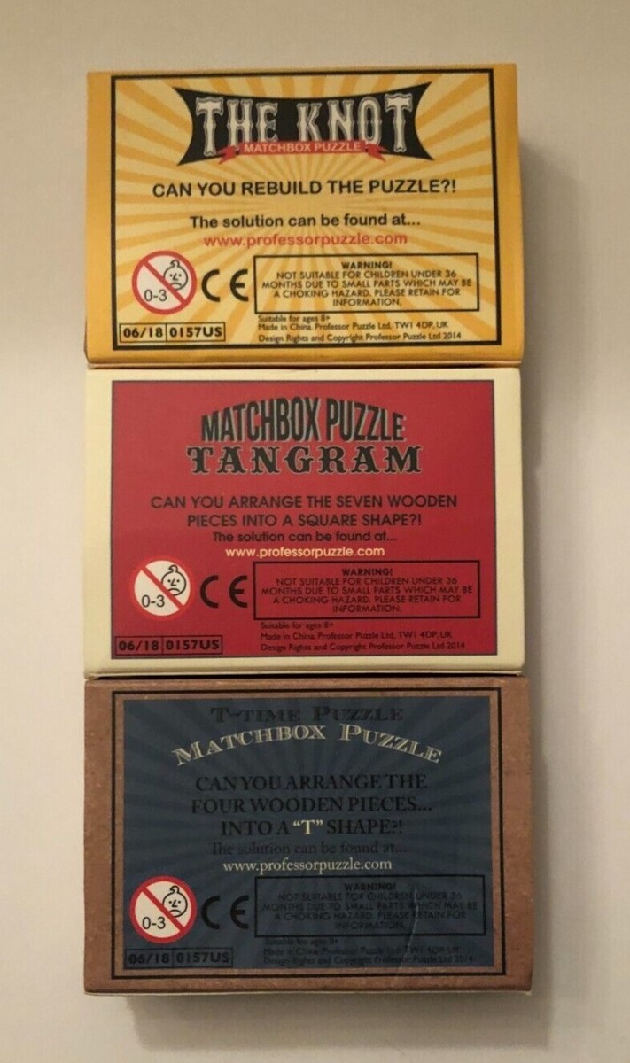 Matchbox Brain Teaser Puzzles Challenges. Set of Three. | eBay