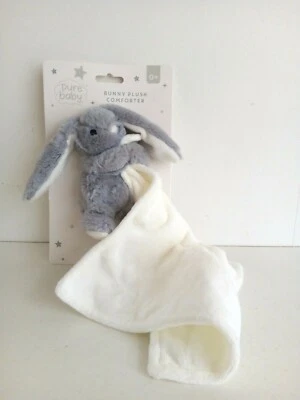NEW TJM HOME BARGAINS GREY RABBIT BUNNY CREAM COMFORTER BLANKET DOU DOU SOFT TOY
