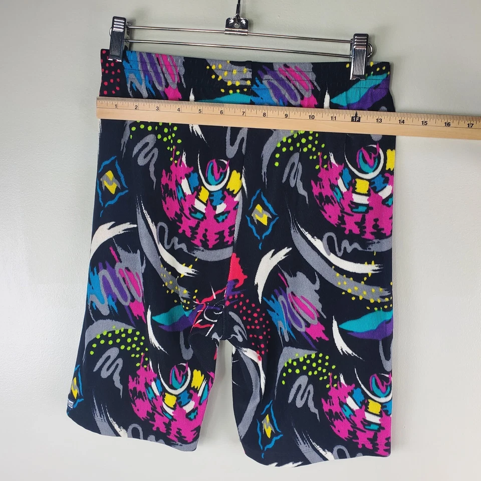 Pantalones Cortos Atléticos de Baile Jacques Moret Años 80 De Colección Talla XL Negro Colorido Bicicleta Foto 4 de 4