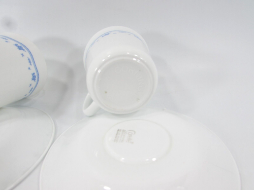 Corelle BLUE Morning Blue GARLAND Cups Saucers MUGS Vintage WHITE Set of 2 - Picture 7 of 7