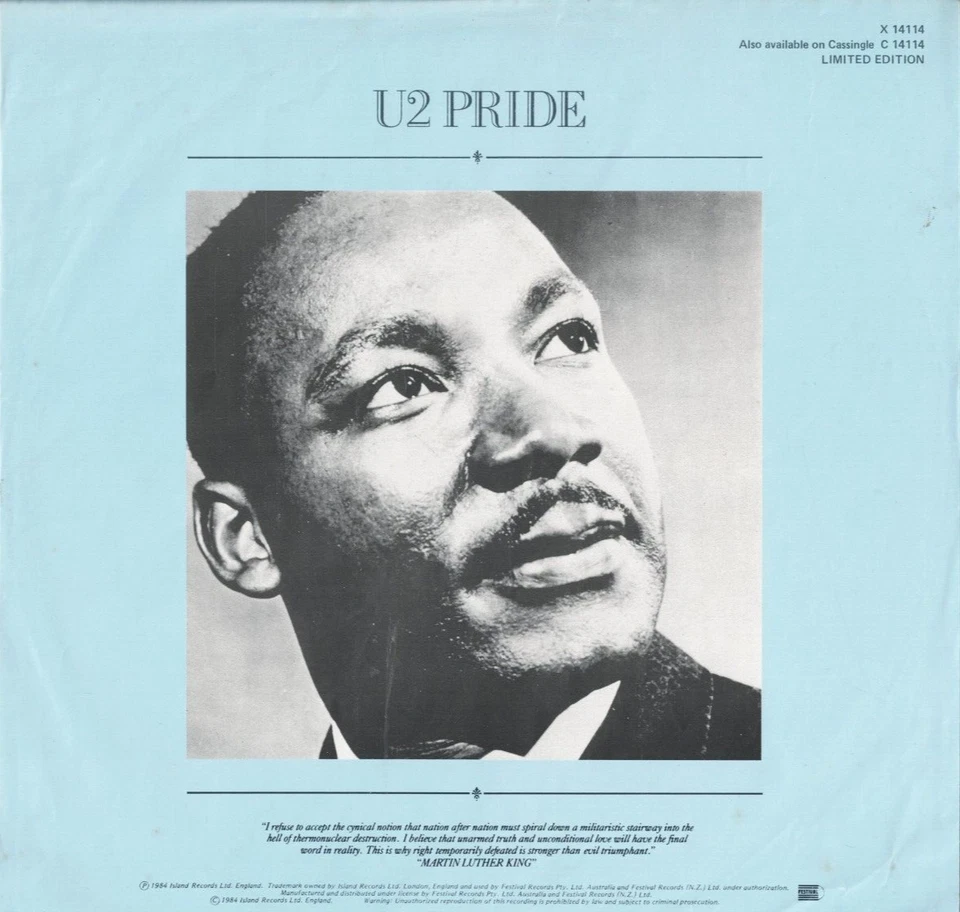 U2 Pride AUSSIE 12" VINYL EP w/PS 80s CLASSIC ROCK - Image 2 of 3