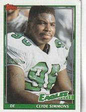 FREE SHIPPING-MINT-1991 Topps Clyde Simmons Philadelphia Eagles #216