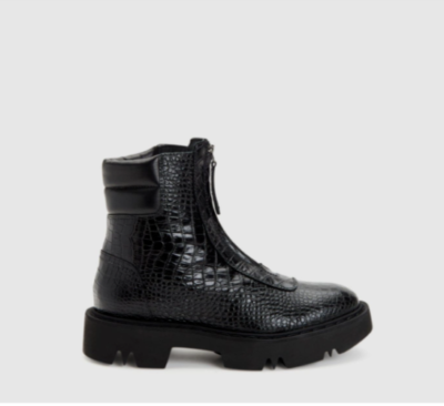 AQUATALIA Black Weatherproof Croc Embossed Leather Harlo  display picture 1