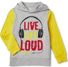 Wonder Nation Boys Long Sleeve Pullover Hoodie X-Small 4-5 Live Life Loud