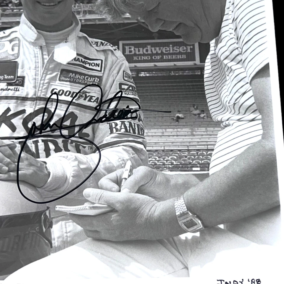 John Andretti Indy 500 1988 Skoal Vintage B&W Shot Autografiado 8x10 NASCAR Foto Foto 3 de 4