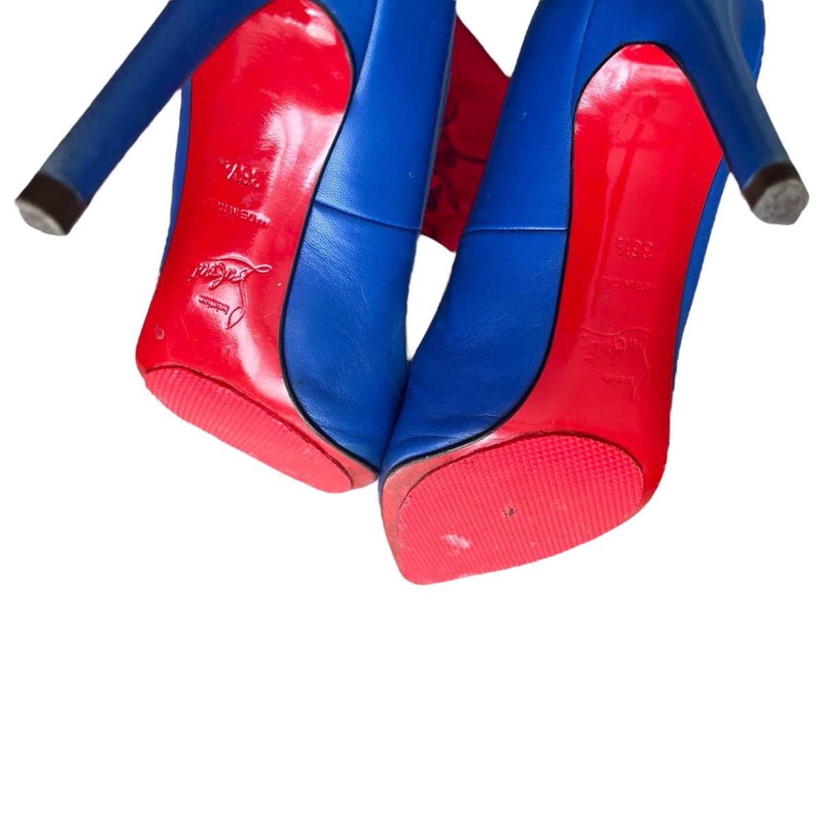 CHRISTIAN LOUBOUTIN Kid Pigalle 100 Blue Leather Pointed Toe CHRISTIAN LOUBOUTIN Kid Pigalle 100 Blue Leather Pointed Toe