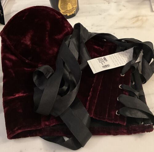 Lavish by Daisy Corsets- Deep Red Velvet Corset with Ribbon Size S - Picture 2 of 8