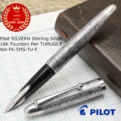 Pilot SILVERN Sterling Silver 18K Fountain Pen TUMUGI F Nib FK-5MS