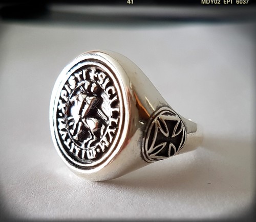 ANILLO TEMPLARIO SELLO CRUZ TEMPLARIA PLATA SILVER TEMPLARIO TEMPLE - Picture 3 of 5