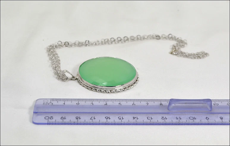 COLLANA CON CIONDOLO IN ARGENTO 925 CON AGATA VERDE CHIARO AGDV 0124 - Immagine 3 di 3