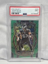 2022 Select Green Prizm Mojo SSP /5 Jason Kelce Eagles Team Color Match PSA 9
