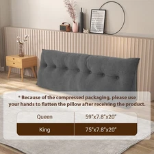 Triangle Headboard Pillow for Bed, Sofa, Patio, Qeeen/King, Dark Gray