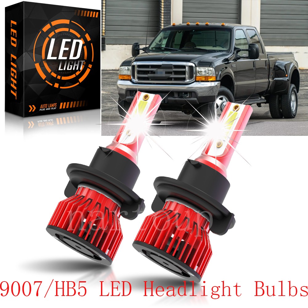 9007 HB5 LED Headlight Bulbs Bright White for Ford E-350 Super Duty 1999-2007