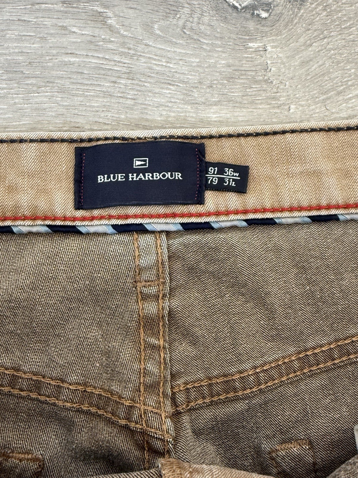 Men’s Vintage Blue Harbour Storm-wear Tobacco Colour Jeans Rare Y2K W36 L31 VGC image 3