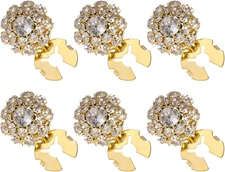 6PCS Button Covers Rhinestone Detachable Button Covers for Women Blouses Crystal