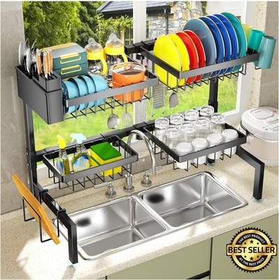 Escurridor De Platos Trastes De Acero Inoxidable Ajustable Para Sobre Fregadero