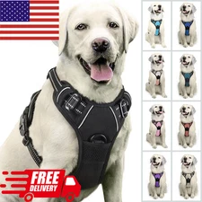 Dog Harness with 2 Leash Clips No-Pull Reflective Vest for Large Dogs (US ONLY)