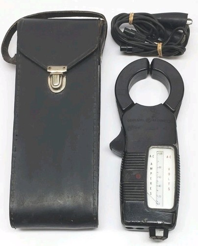 Vintage GE General Electric Amp and Volt Clamp Meter Leather Case Working - Picture 1 of 5