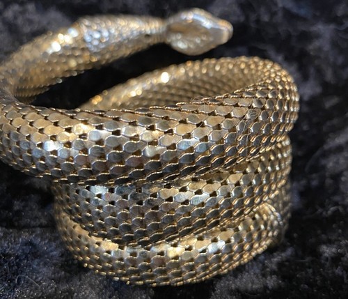 AUTHENTIC MARKED WHITING & DAVIS LARGE COIL SNAKE SERPENT SCALES BRACELET - Picture 2 of 6