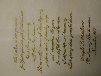 1959 signed Eisenhower Thanksgiving proclamation Holton & Hunkel Milwaukee Wi.