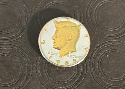 DANBURY MINT,    1988-P KENNEDY HALF DOLLAR, GOLD AND SILVER PLATED