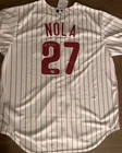 Aaron Nola Autographed White Pinstripe Nike  Jersey Phillies MLB & Fanatics COA