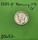 1924-P Mercury Dime 10c Good 90% Silver See Pictures