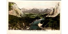 Banff Alberta Bow River Valley View Photochrom Postcard c1910s Gowen & Sutton