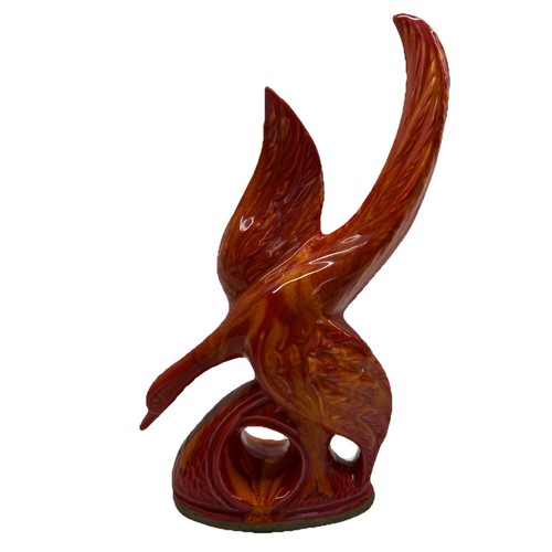 Vintage Orange Ceramic Bird Mint Condition 12.25” Tall