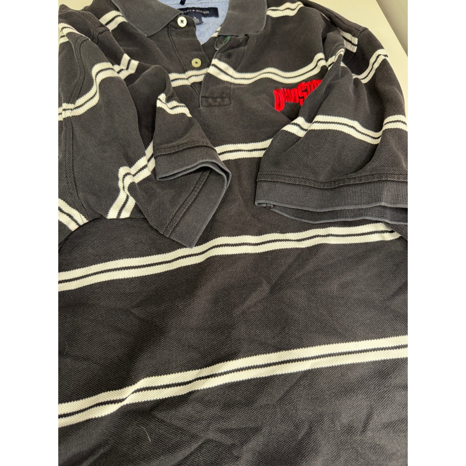 Tommy Hilfiger Ohio State Striped Polo Shirt Mens XL Embroidered Collegiate thumbnail 7