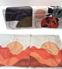 Set 4 Square Zippered Pillow Covers Different Patterns Never Used