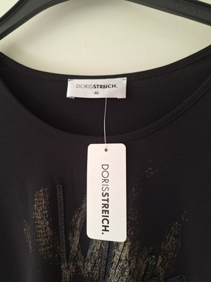 Doris Streich Langarmshirt. Gr.46.schwarz/bedruckt. NEU.